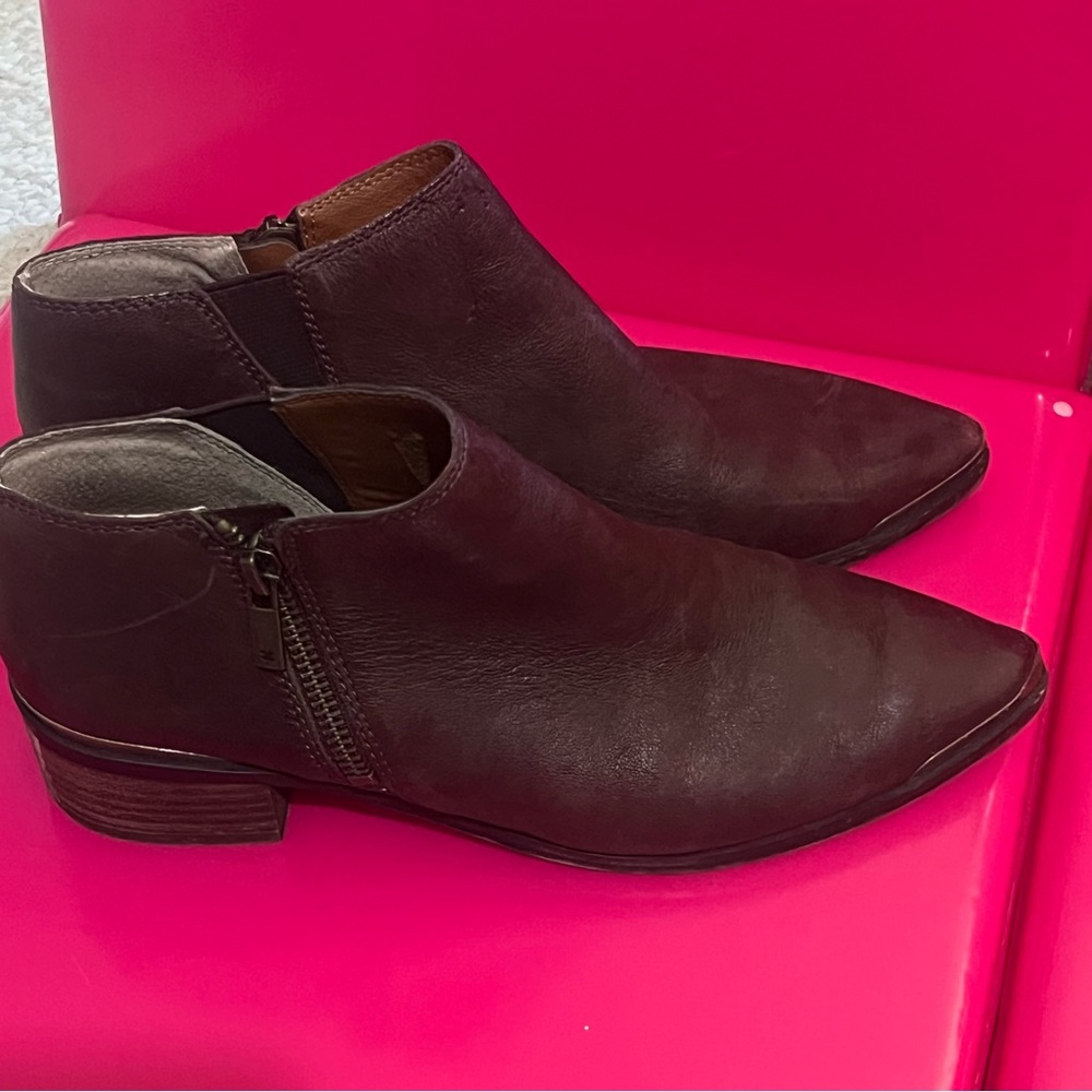 Lucky Brand Basel Ankle Boots Size 6.5 Brown Leather Ankle Booties Shoes